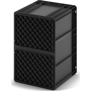 Евроконтейнер 600x400x420 мм Арт. ЕС-6442.3 черный с усиленным дном и открытыми ручками Евроконтейнер 600x400x420 мм Арт. ЕС-6442.3 черный с усиленным дном и открытыми ручками